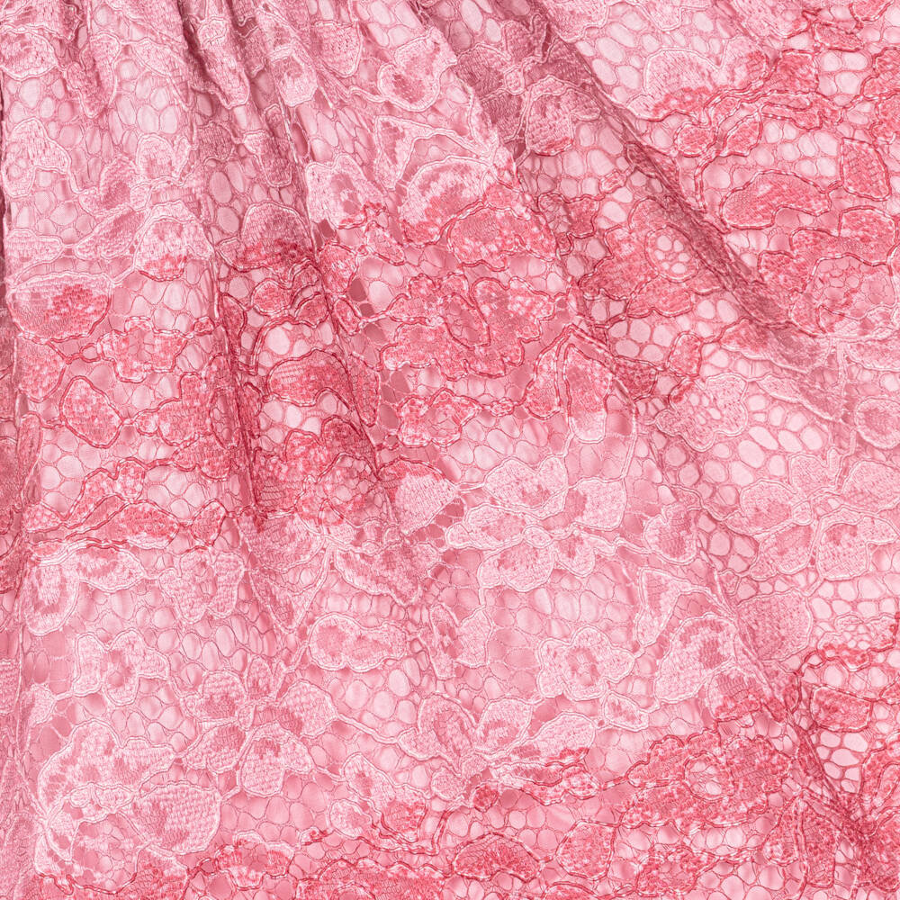 Patachou-Girls Pink Lace Dress with Gemstone Buttons | Childrensalon