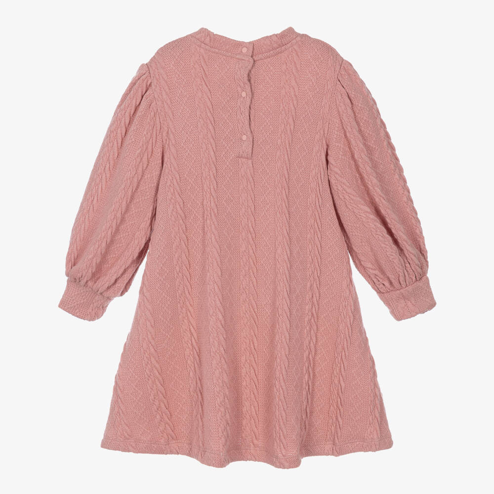 Patachou-Girls Pink Patterned Jersey Knit Dress | Childrensalon