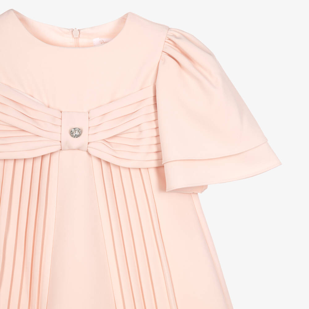 Patachou-Girls Pink Pleated Dress with Bow Bodice | Childrensalon