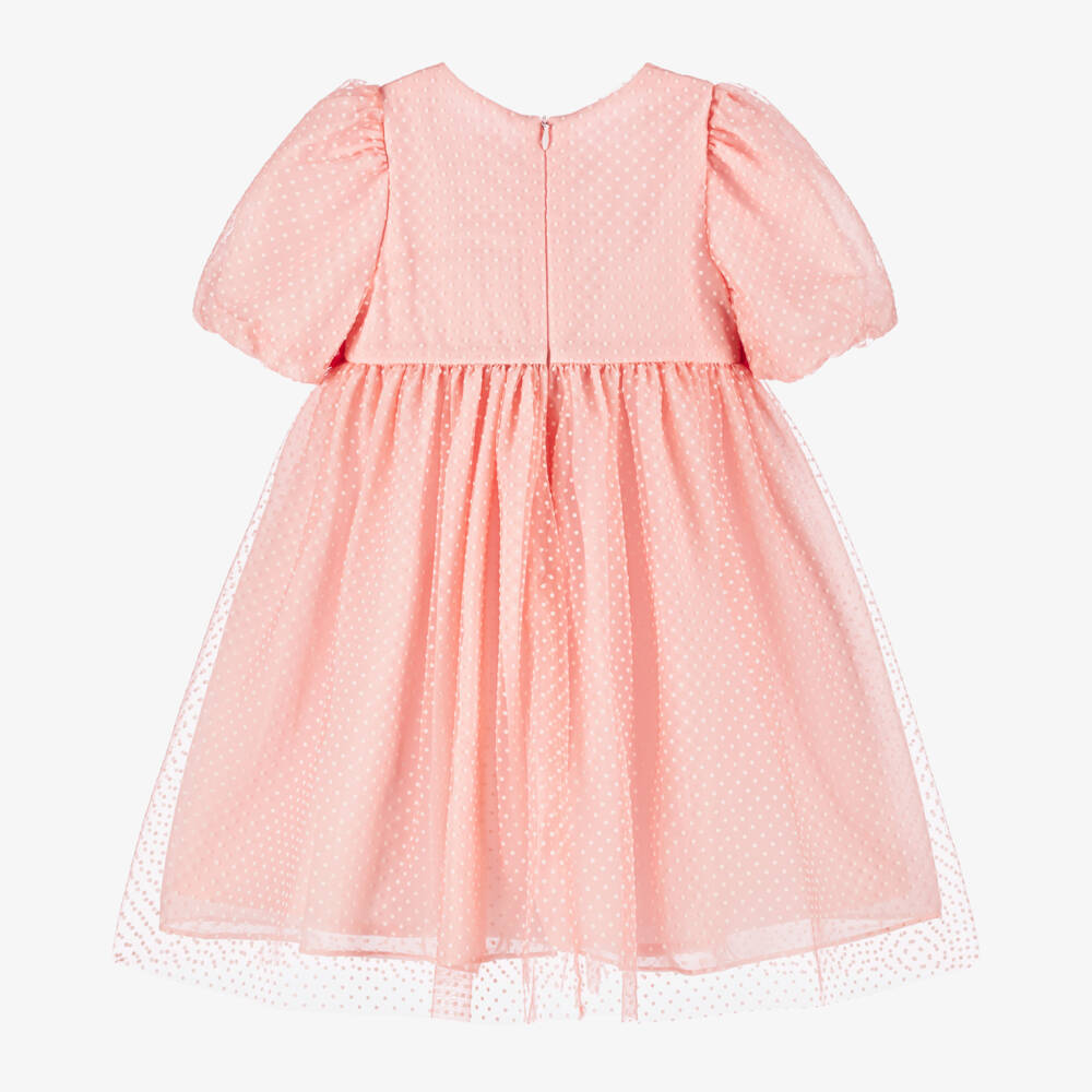 Patachou-Girls Pink Polka Dot Tulle & Chiffon Dress | Childrensalon