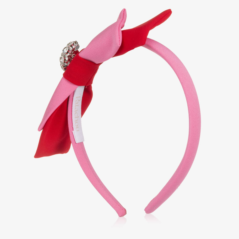 Patachou-Girls Pink & Red Bow Hairband | Childrensalon