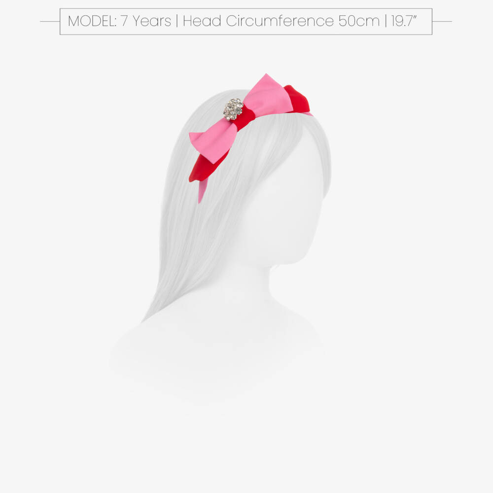 Patachou-Girls Pink & Red Bow Hairband | Childrensalon