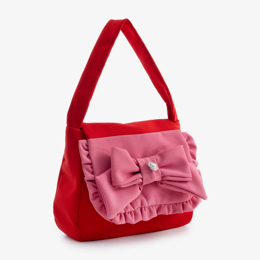 Patachou-Girls Pink & Red Crêpe Handbag (18cm) | Childrensalon