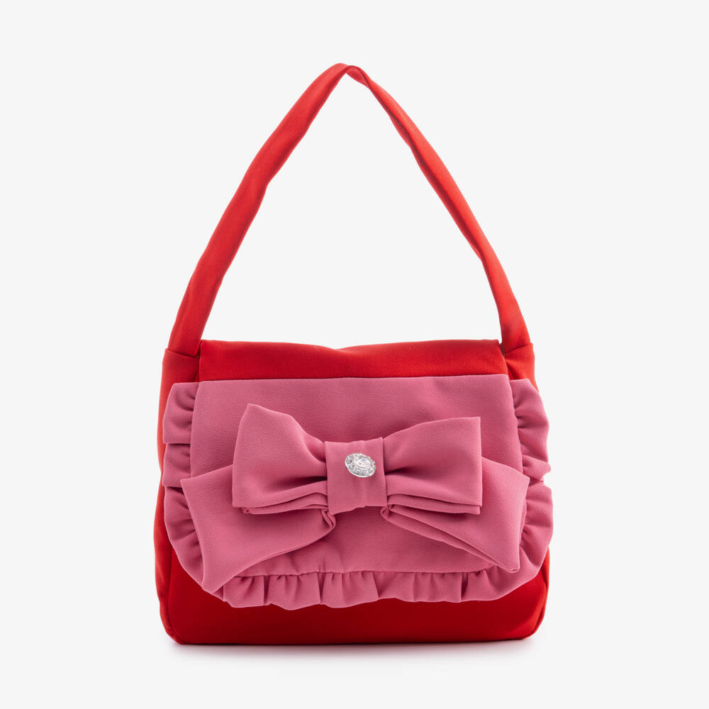 Patachou-Girls Pink & Red Crêpe Handbag (18cm) | Childrensalon