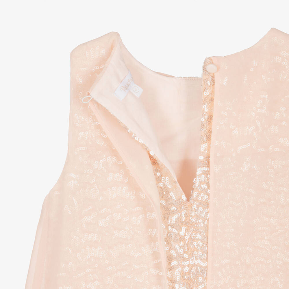Patachou-Платье розовое с пайетками и шифоновым верхом для девочек | Childrensalon