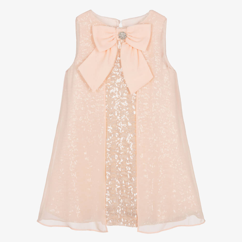 Patachou-Платье розовое с пайетками и шифоновым верхом для девочек | Childrensalon