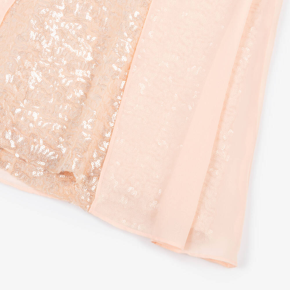 Patachou-Платье розовое с пайетками и шифоновым верхом для девочек | Childrensalon