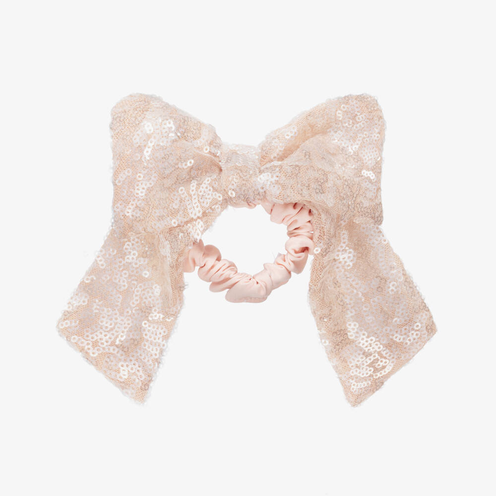 Patachou-ربطة شعر مزينة بفيونكة تول وترتر لون زهري للبنات (15 سم) | Childrensalon