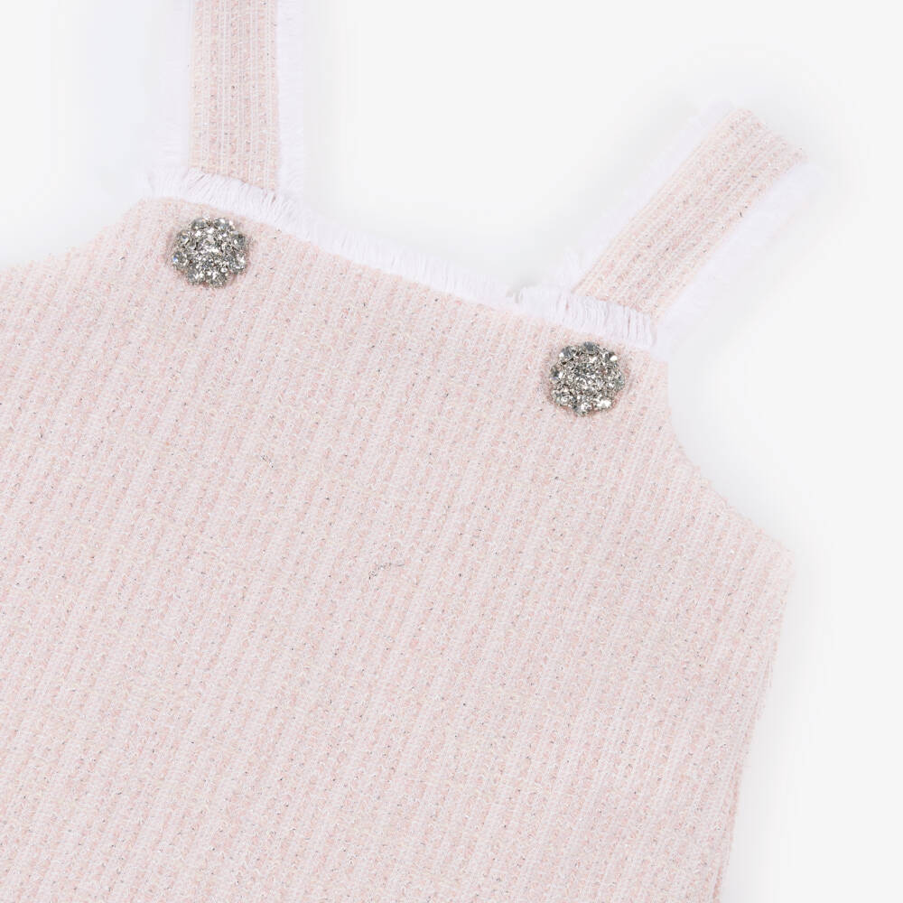 Patachou-Girls Pink & Silver Sparkly Tweed Dress | Childrensalon