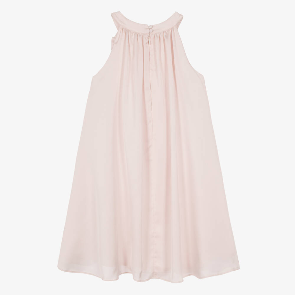 Patachou-Girls Pink Sleeveless Dress with Flower Rosettes | Childrensalon