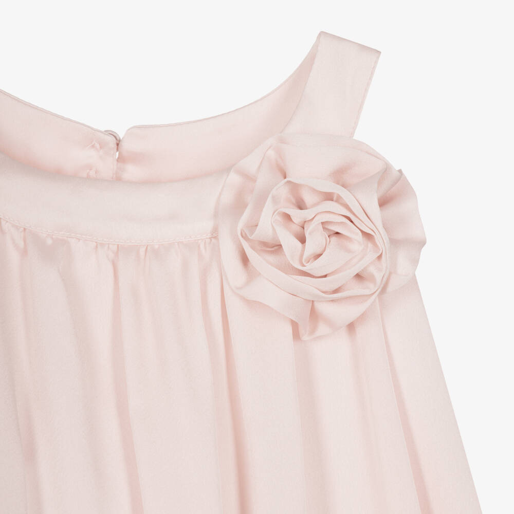 Patachou-Girls Pink Sleeveless Dress with Flower Rosettes | Childrensalon