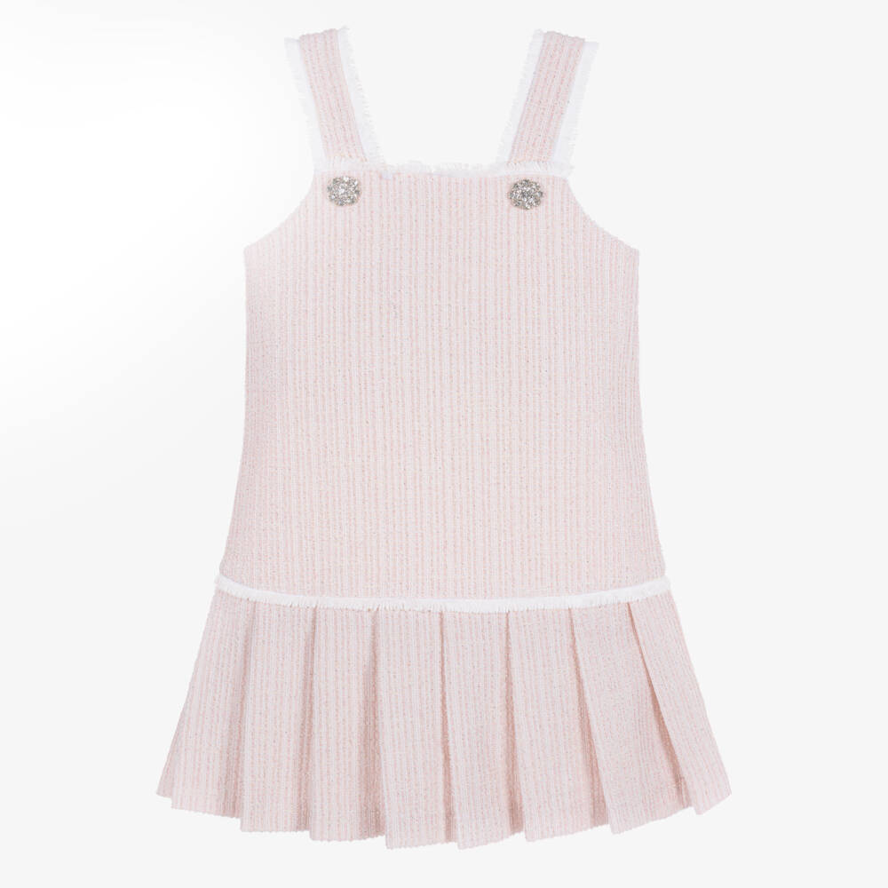 Patachou-Girls Pink & Sparkly Silver Tweed Dress | Childrensalon