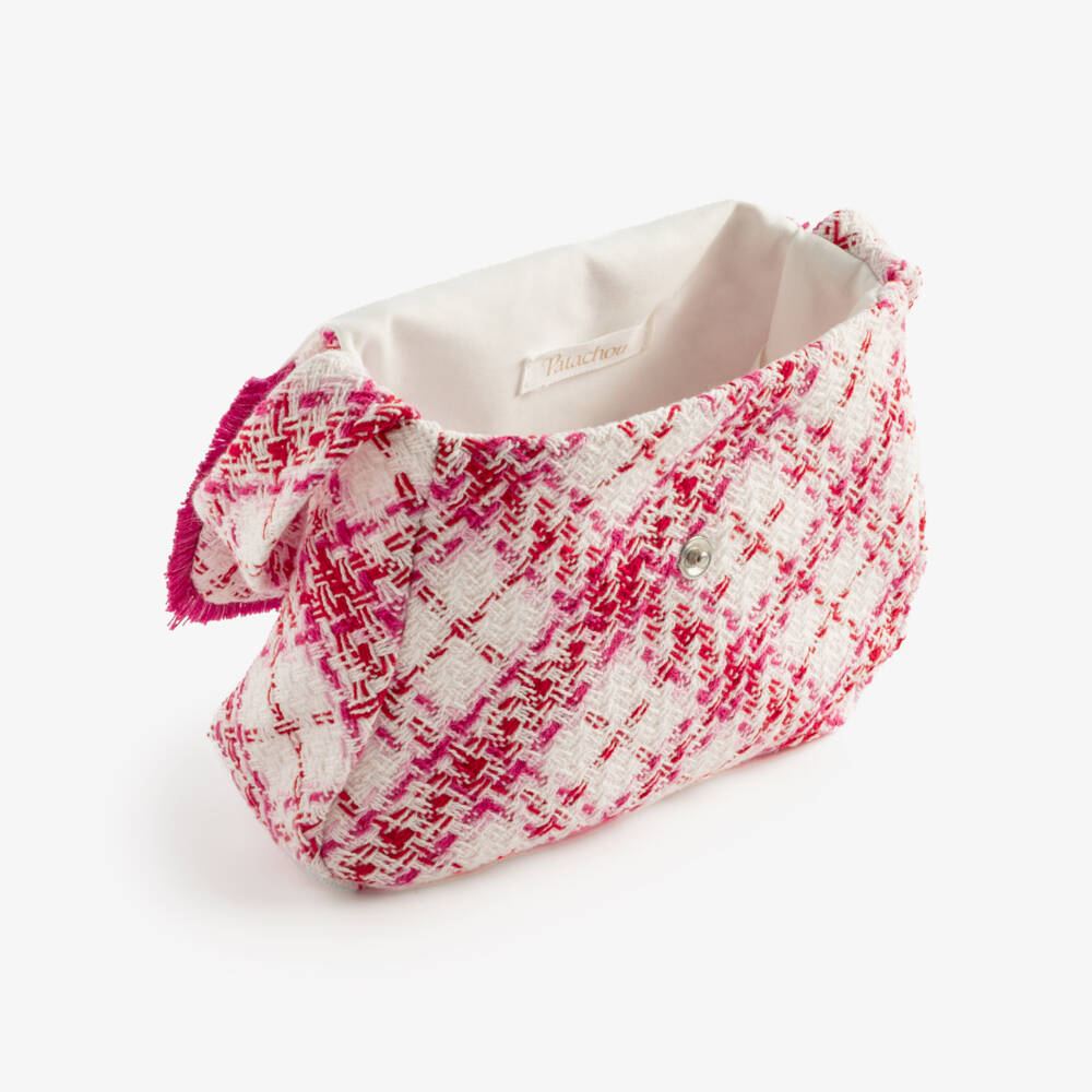 Patachou-Girls Pink & White Check Tweed Bag (18cm) | Childrensalon