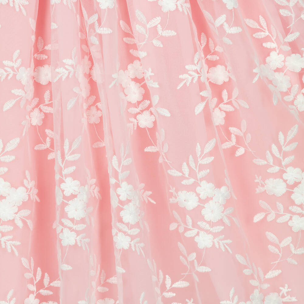 Patachou-فستان تول لون أبيض وزهري للبنات | Childrensalon