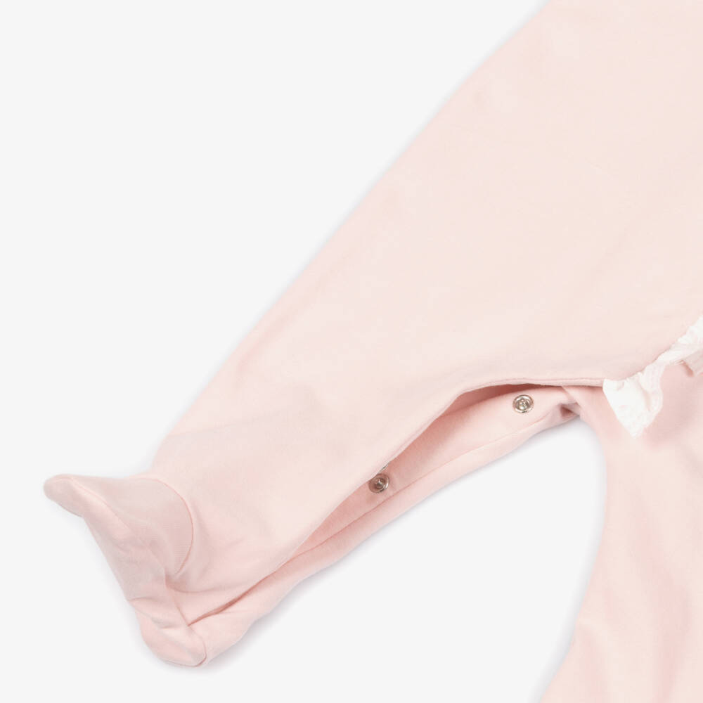 Patachou-Girls Pink & White Ruffle Cotton Babygrow | Childrensalon