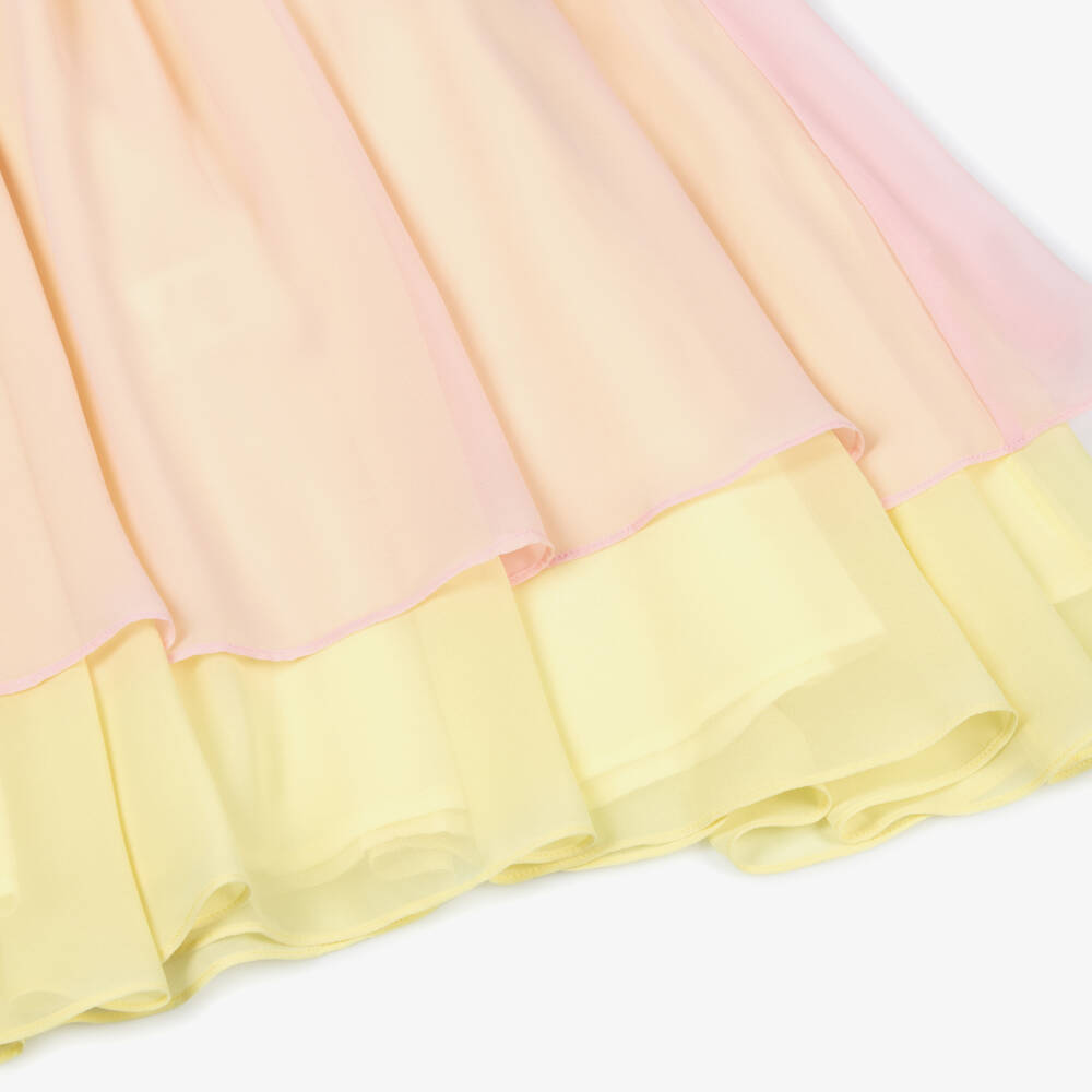 Patachou-Girls Pink & Yellow Layered Chiffon Dress | Childrensalon