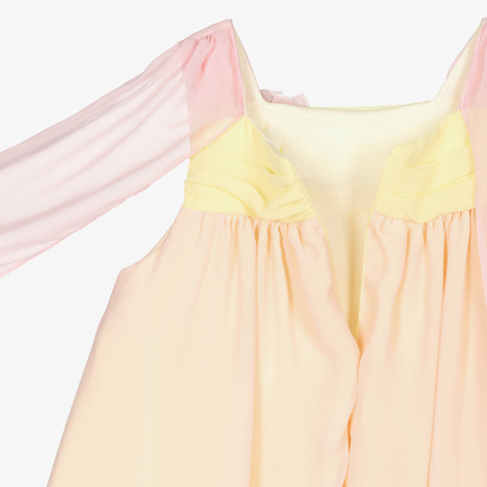 Patachou-Girls Pink & Yellow Layered Chiffon Dress | Childrensalon
