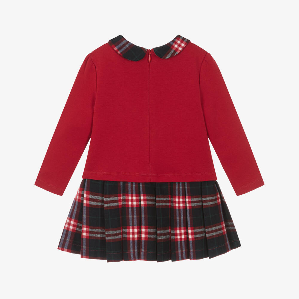 Patachou-Girls Red & Blue Pleated Tartan Dress | Childrensalon