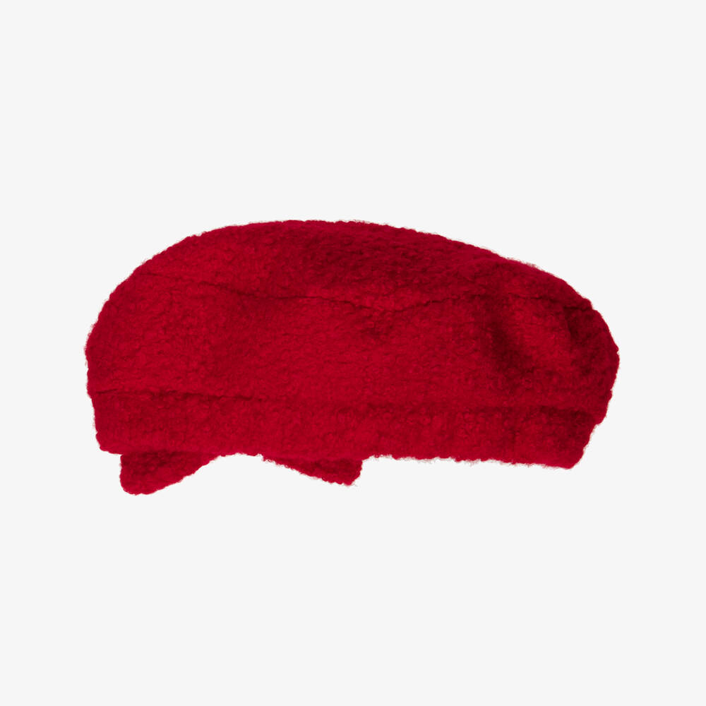 Patachou-Girls Red Bouclé Beret | Childrensalon