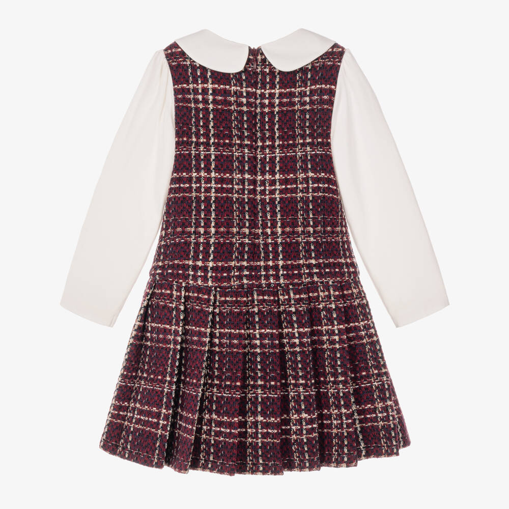 Patachou-Girls Red Checked Tweed Dress | Childrensalon