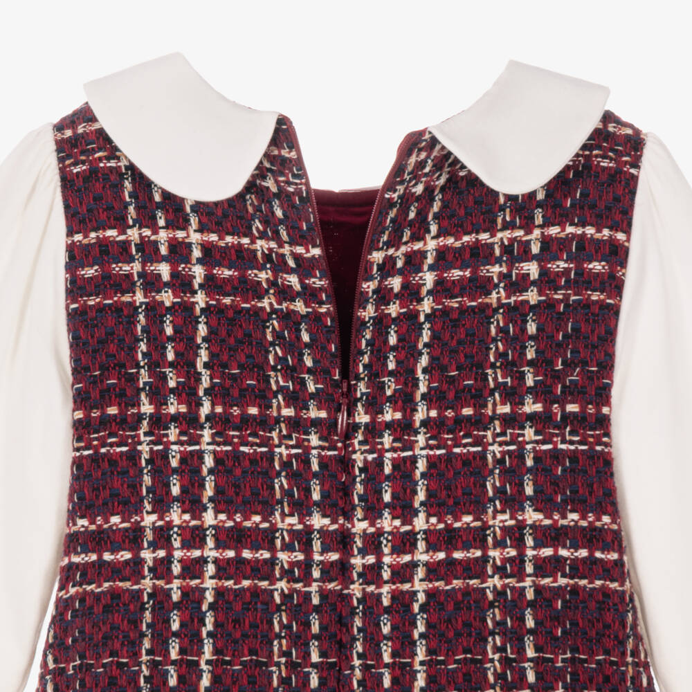 Patachou-Girls Red Checked Tweed Dress | Childrensalon