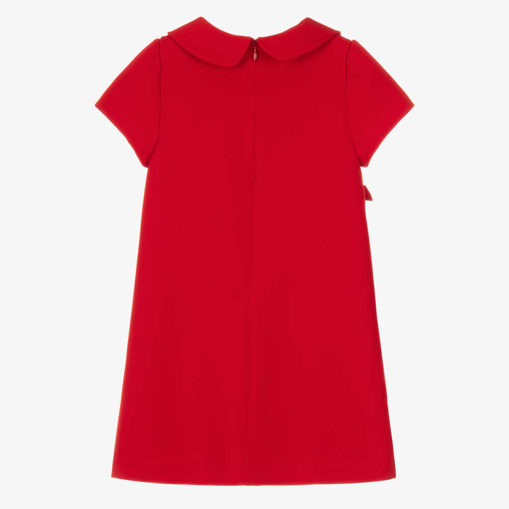 Patachou-Girls Red Crêpe Dress with Bow Details | Childrensalon