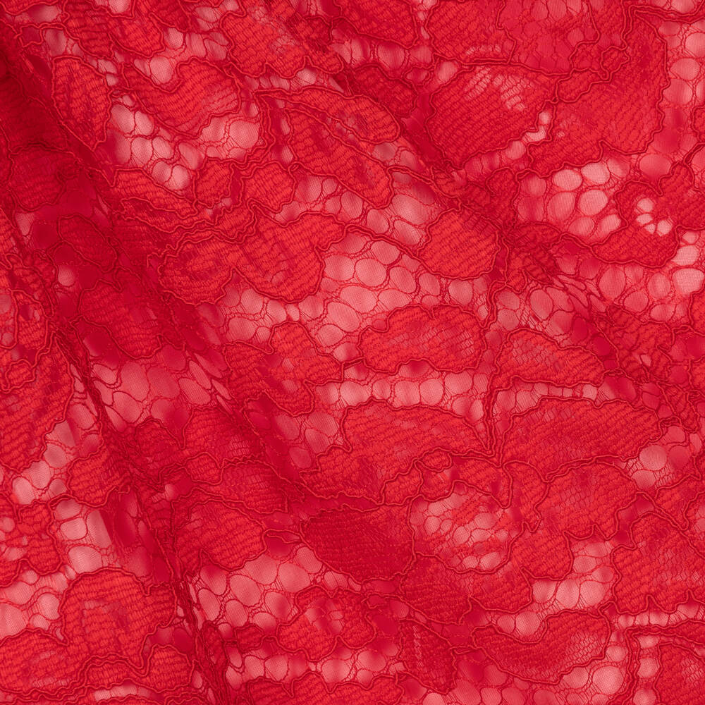 Patachou-Girls Red Lace Dress with Bow | Childrensalon