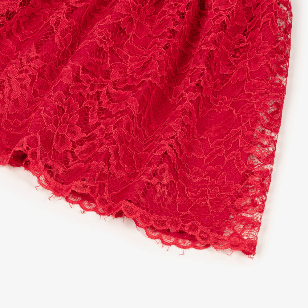Patachou-Платье красное кружевное с шифоновым бантом для девочек | Childrensalon