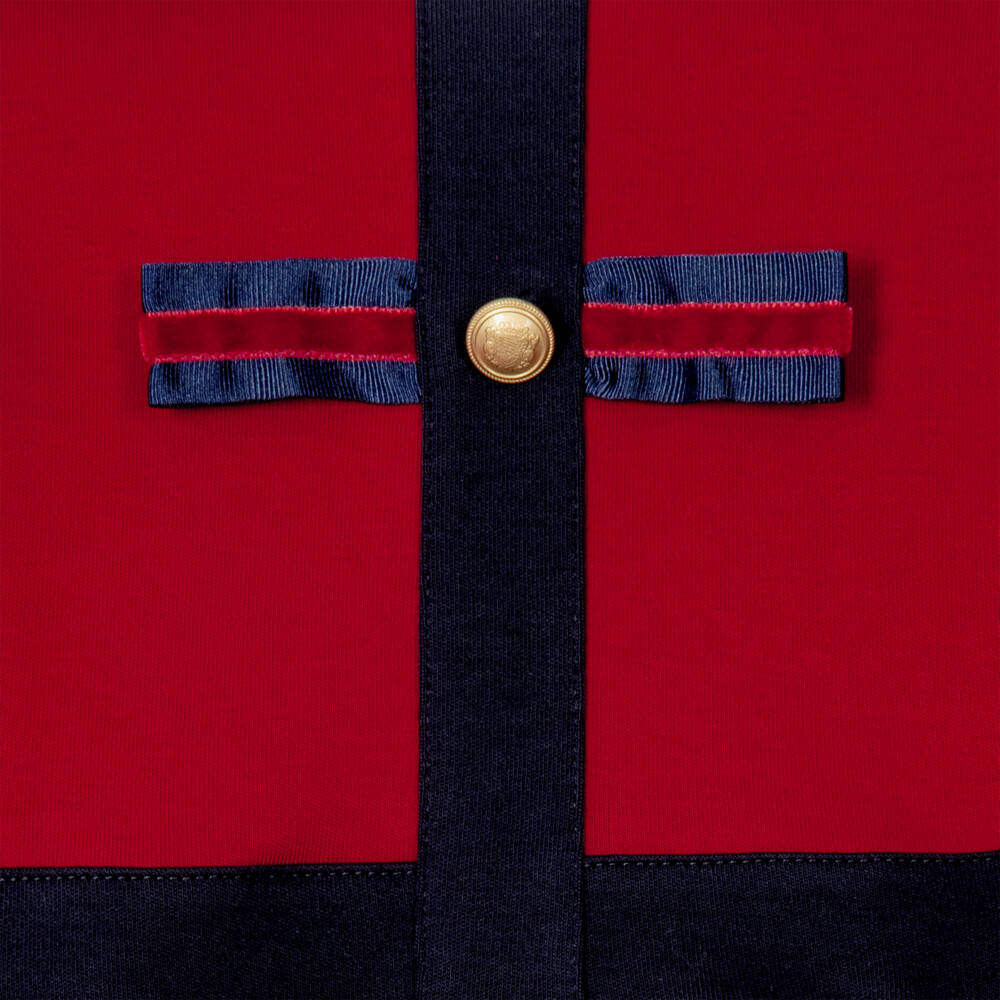 Patachou-Girls Red & Navy Jersey Dress with Grosgrain Bows | Childrensalon