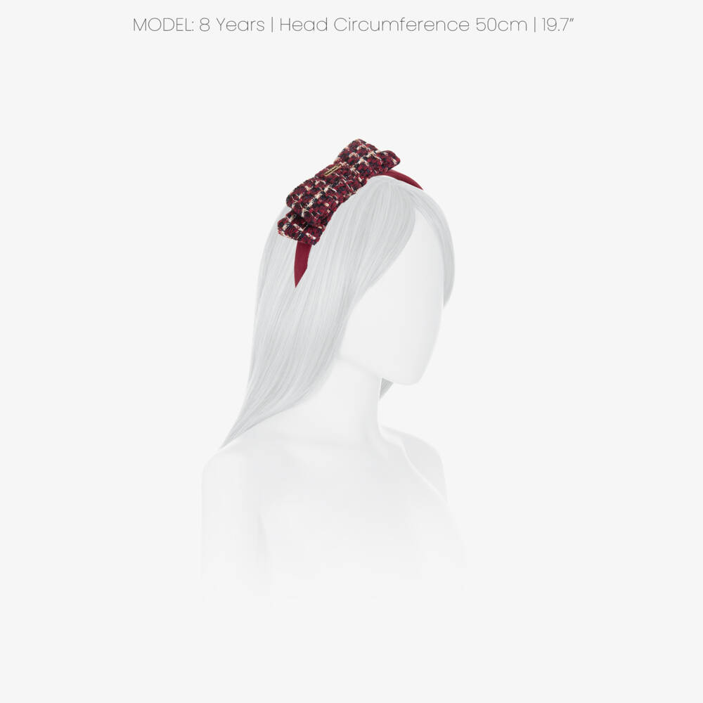 Patachou-Girls Red Tweed Bow Hairband | Childrensalon