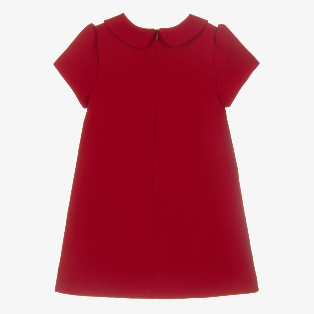 Patachou-Платье из красного твила с цветочными аппликациями | Childrensalon