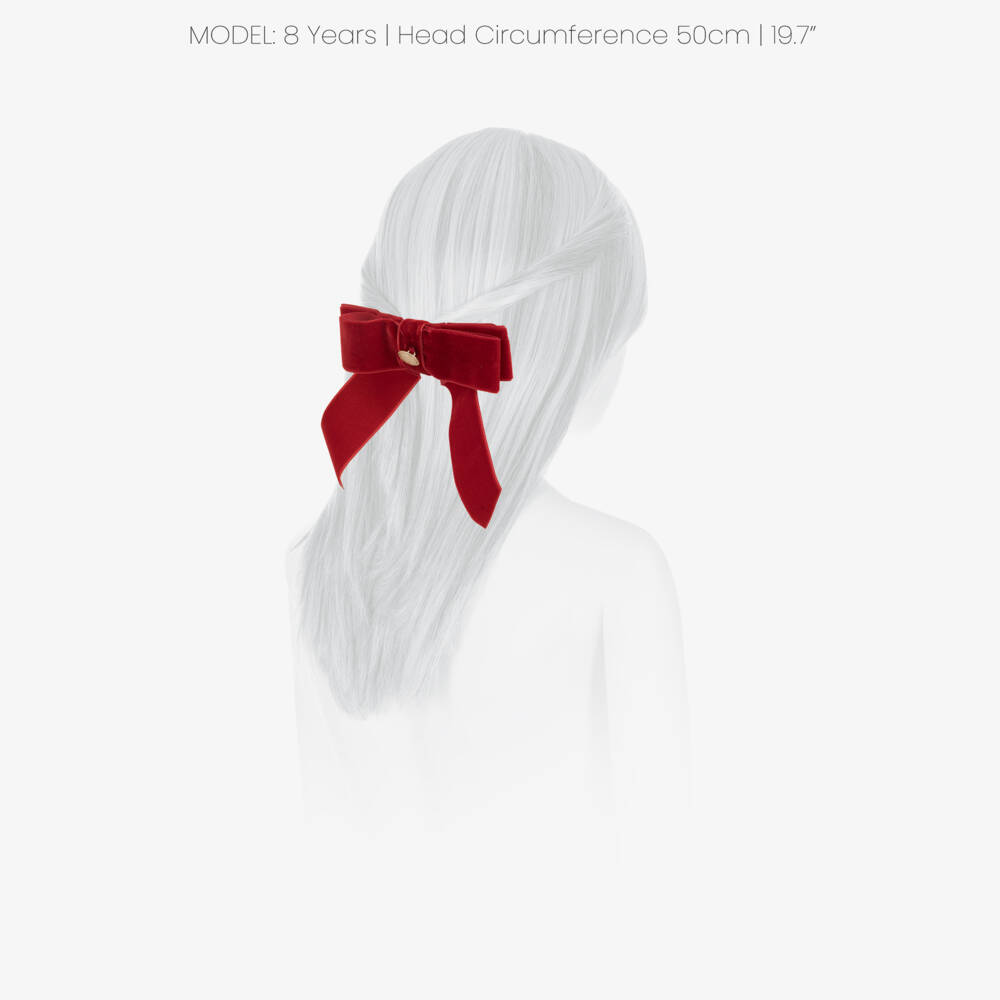 Patachou-Girls Red Velvet Bow Hair Clip (13cm) | Childrensalon