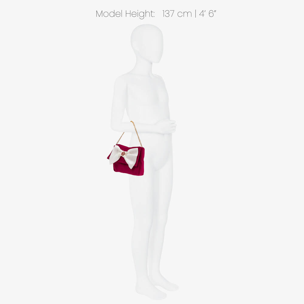 Patachou-Girls Red Velvet Handbag with Bow Front (19cm) | Childrensalon