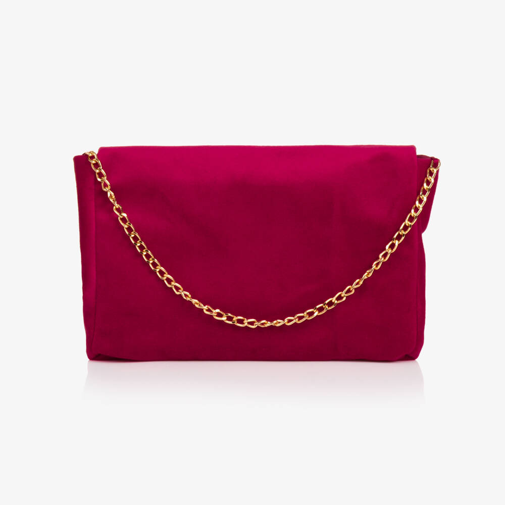 Patachou-Girls Red Velvet Handbag with Bow Front (19cm) | Childrensalon