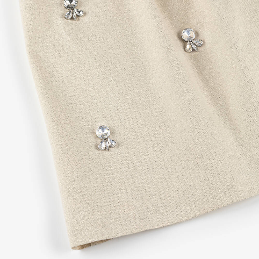 Patachou-Girls Rhinestone Embellished Shimmery Gold Dress | Childrensalon