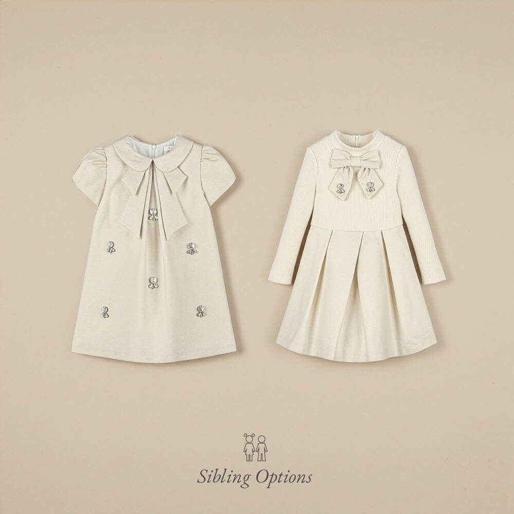 Patachou-Girls Rhinestone Embellished Shimmery Gold Dress | Childrensalon