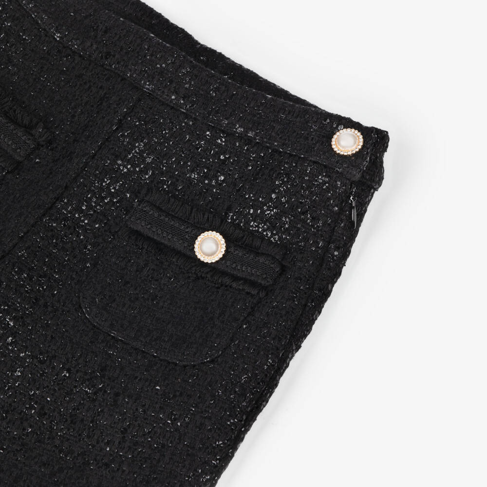 Patachou-Брюки черные из блестящего твида для девочек | Childrensalon