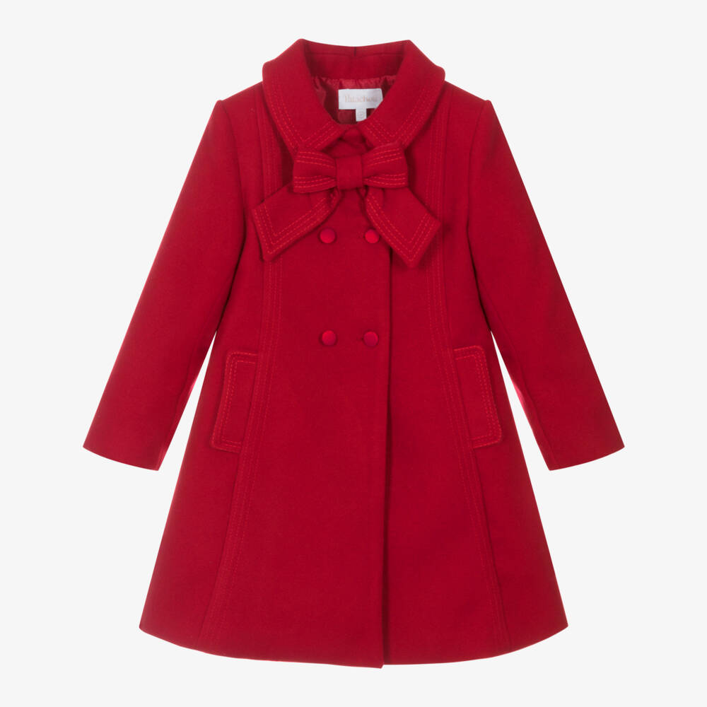 Patachou-Girls Smart Red Felted Coat | Childrensalon