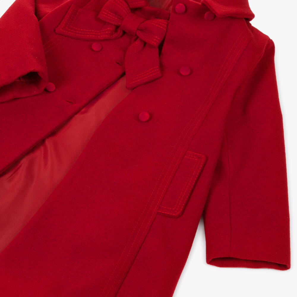 Patachou-Girls Smart Red Felted Coat | Childrensalon