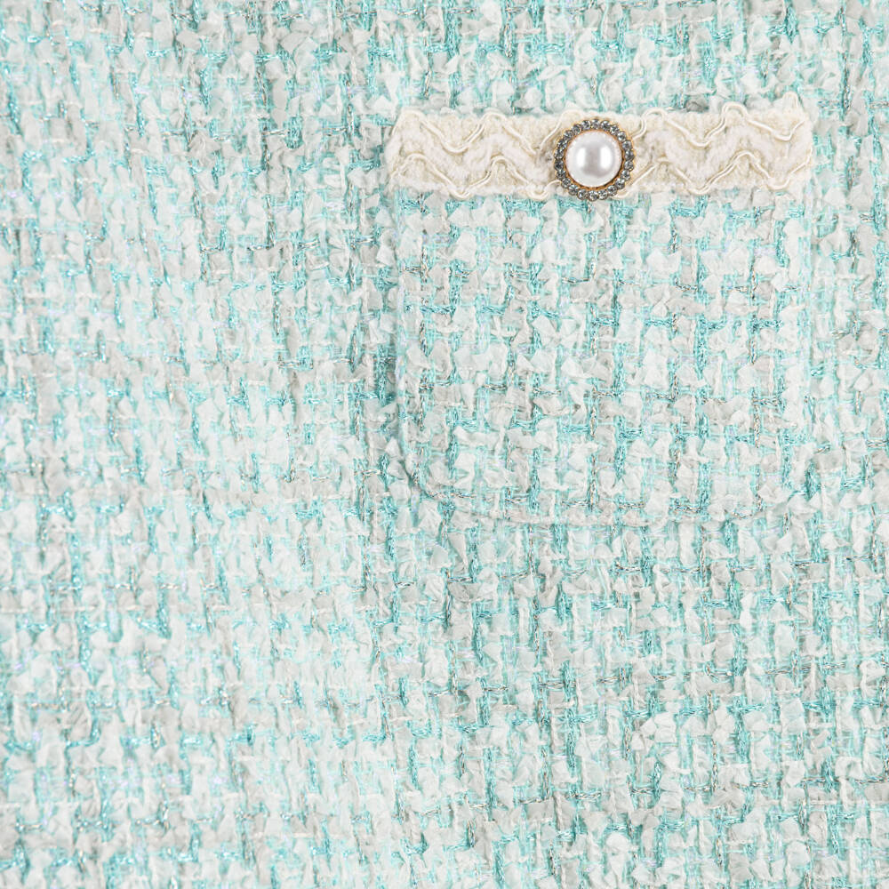 Patachou-Girls Teal Blue & Green Tweed Dress | Childrensalon