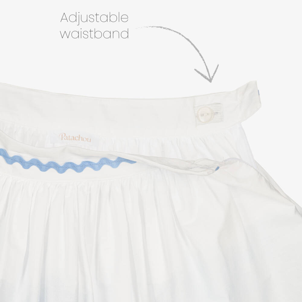 Patachou-طقم تنورة قطن لون أبيض للبنات | Childrensalon