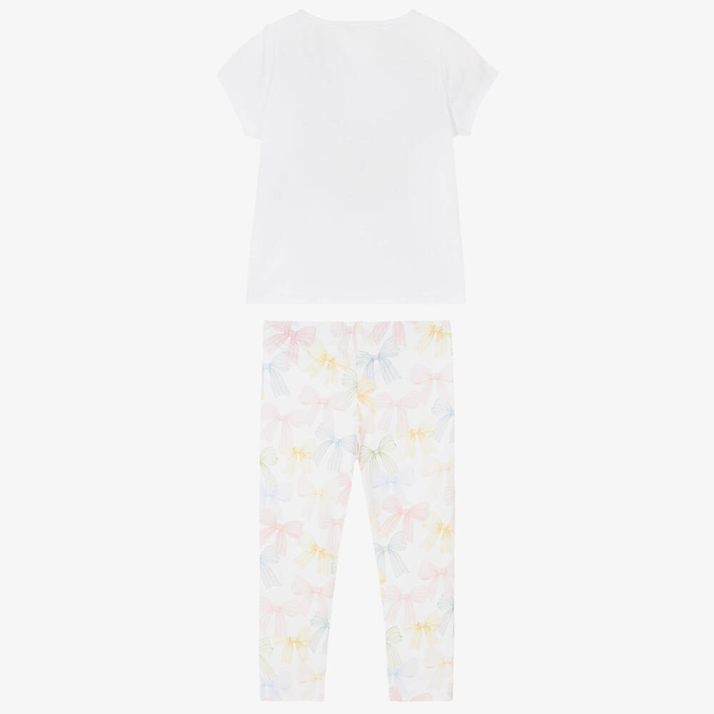 Patachou-طقم ليقنز قطن بطبعة قيونكات لون أبيض للبنات | Childrensalon