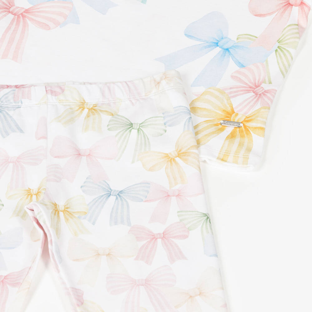 Patachou-طقم ليقنز قطن بطبعة قيونكات لون أبيض للبنات | Childrensalon