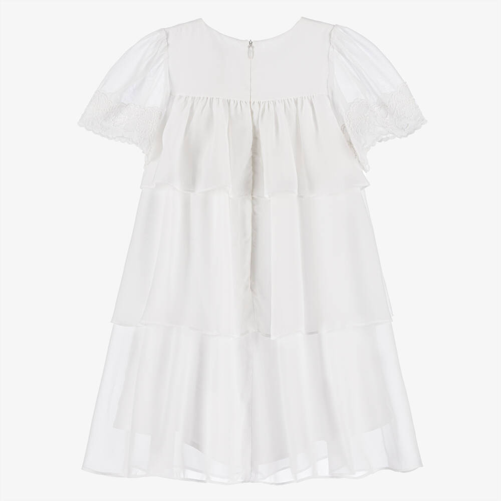 Patachou-Girls White Layered Chiffon Dress | Childrensalon