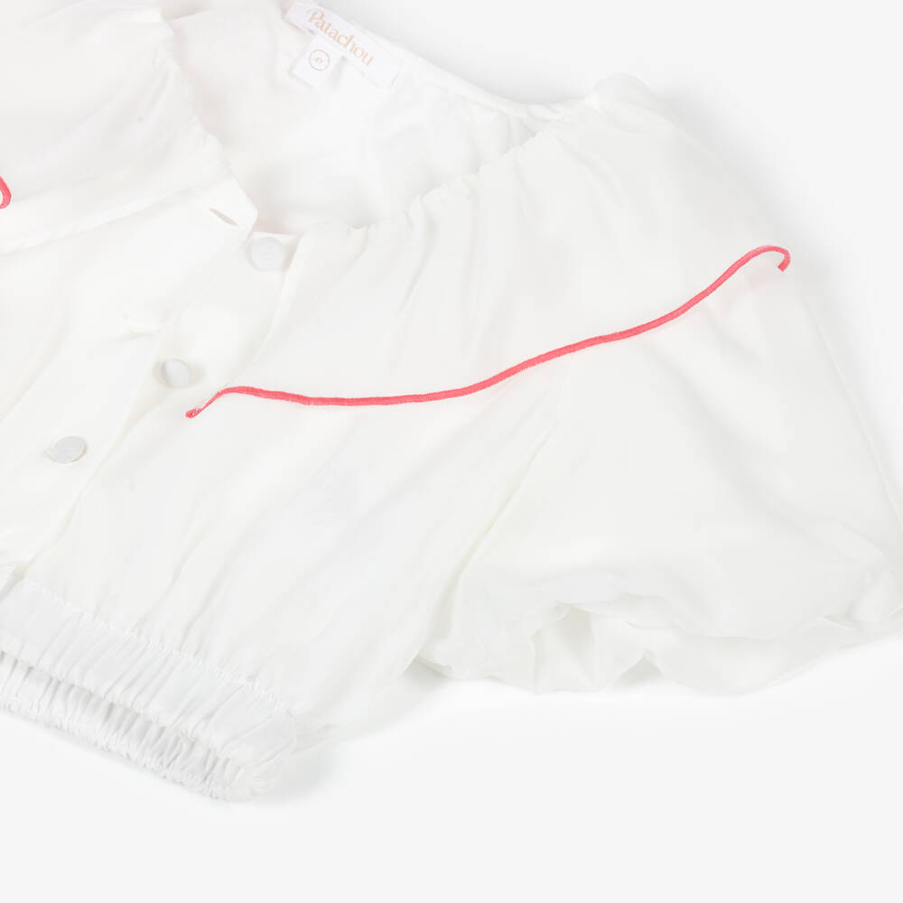 Patachou-Girls White & Pink Cherry Blossom Chiffon Skirt Set | Childrensalon