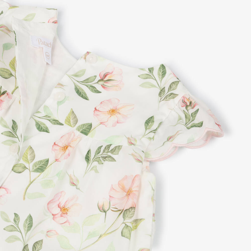 Patachou-Girls White & Pink Liberty Floral Print Cotton Shorts Set | Childrensalon