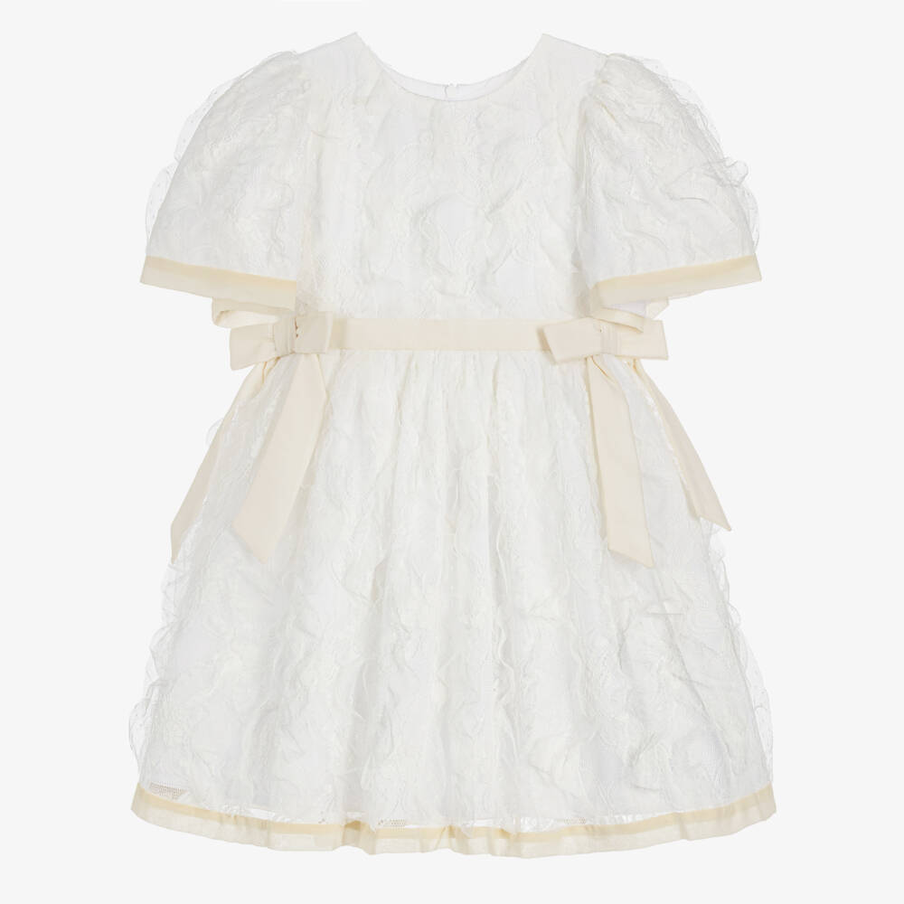 Patachou-Girls White Ruffled Lace Dress | Childrensalon