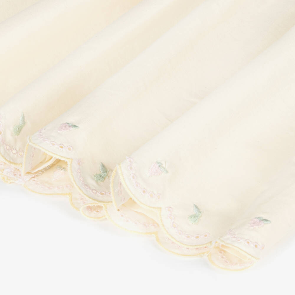 Patachou-Girls Yellow Cotton Dress with Fruity Embroidery | Childrensalon