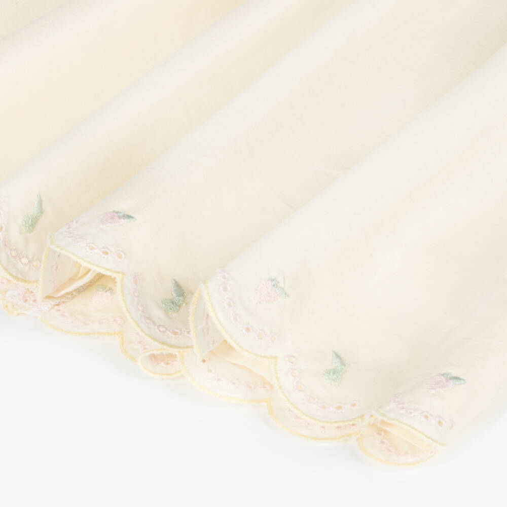 Patachou-Girls Yellow Cotton Dress with Fruity Embroidery | Childrensalon