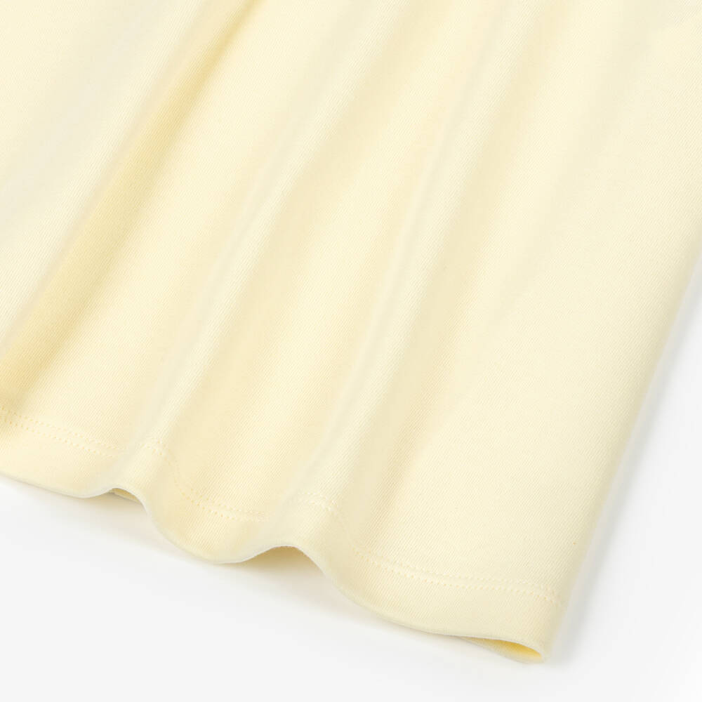 Patachou-Платье желтое из хлопкового трикотажа с вышитыми рукавами для девочек | Childrensalon